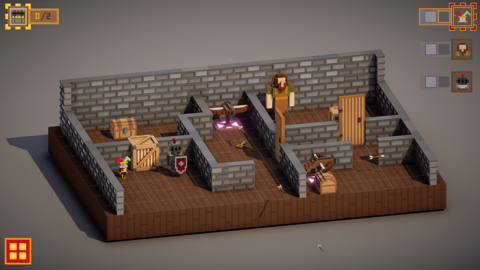 Castle Caper Crew - Mojo Gamedesign door Joppe Monnens - puzzel oplossen met vier personages, screenshot 3
